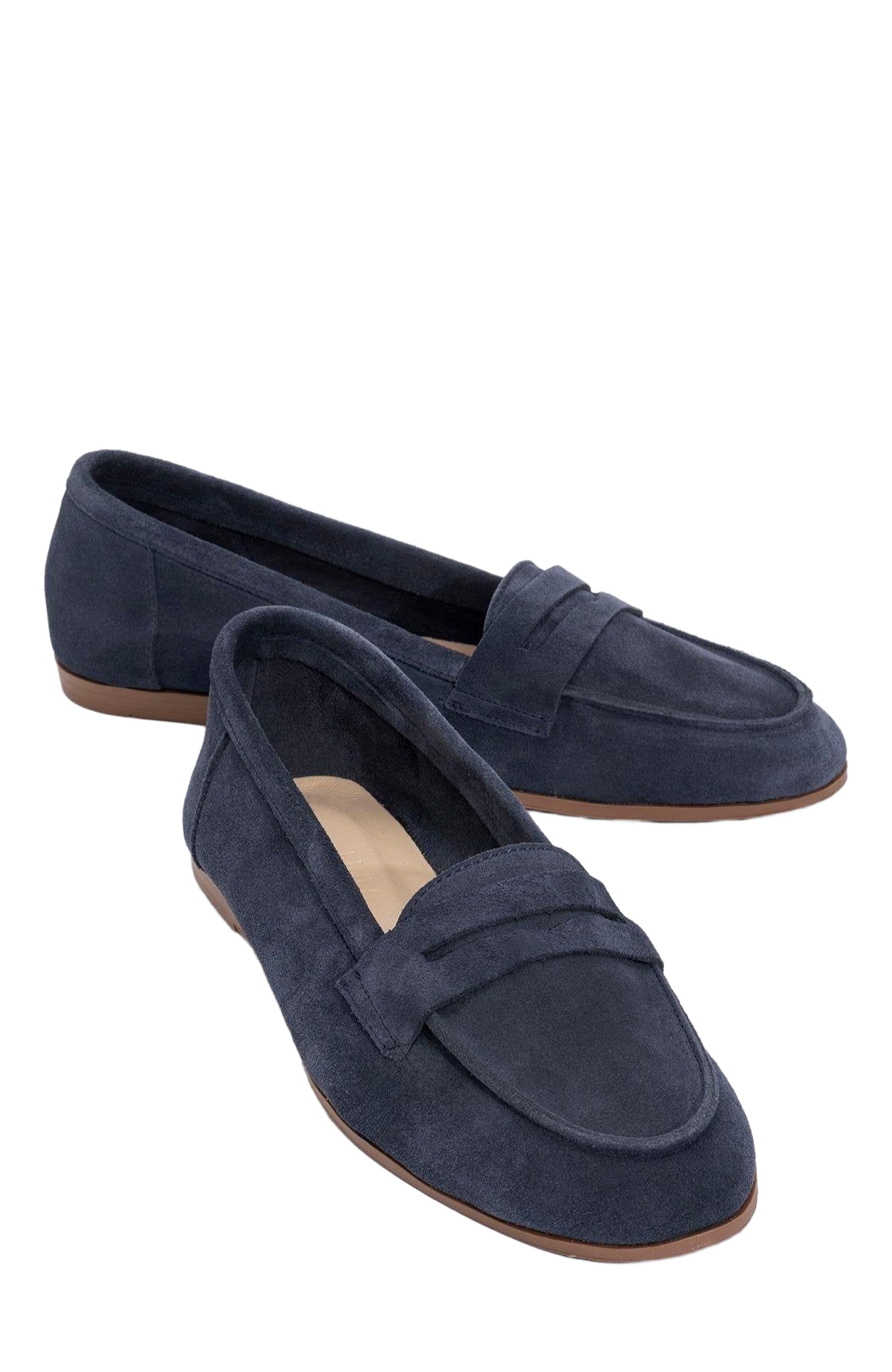 Dorothy Leather Loafer, Alternate, color, Navy Suede Leather