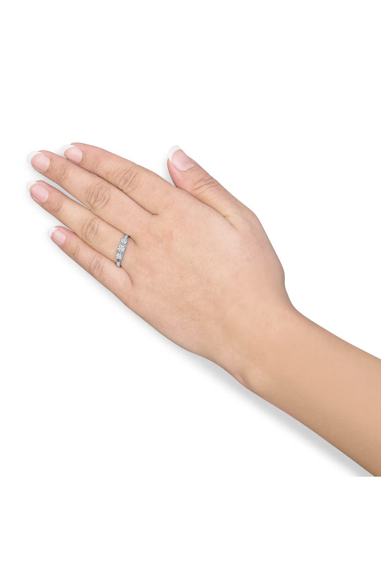 14K White Gold  3/4 Cttw Lab Grown Diamond 3 Stone Ring Band, Alternate, color, White