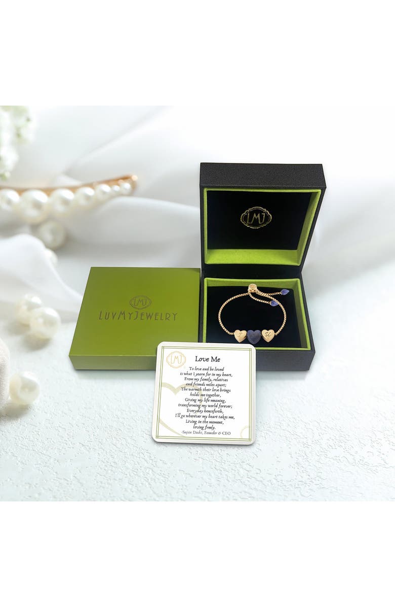 LuvMyJewelry Luv Me Love Heart Sodalite Gemstone Yellow gold Plated Silver Adjustable Bracelet, Alternate, color, 14Kt Gold Vermeil On Sterling