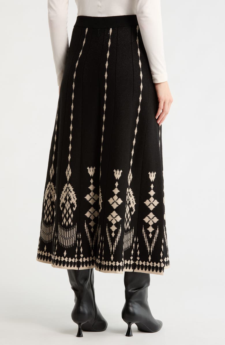MAX STUDIO A-Line Midi Sweater Skirt, Alternate, color, Black/ Bone