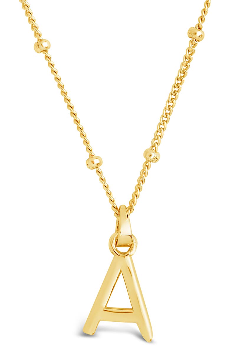 Sterling Forever 14K Gold Plated Sterling Silver Initial Necklace, Main, color,