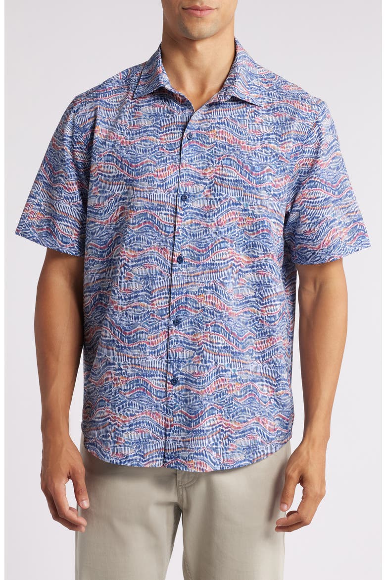 Bahama Coast Monte Rio Geo IslandZone® Short Sleeve Button-Up Shirt, Main, color, SUMMER GREY