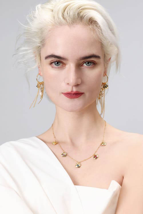 Classicharms Iris Freshwater Pearl And Cubic Zirconia Radiant Reverie Cascade Hoop Earrings In Gold