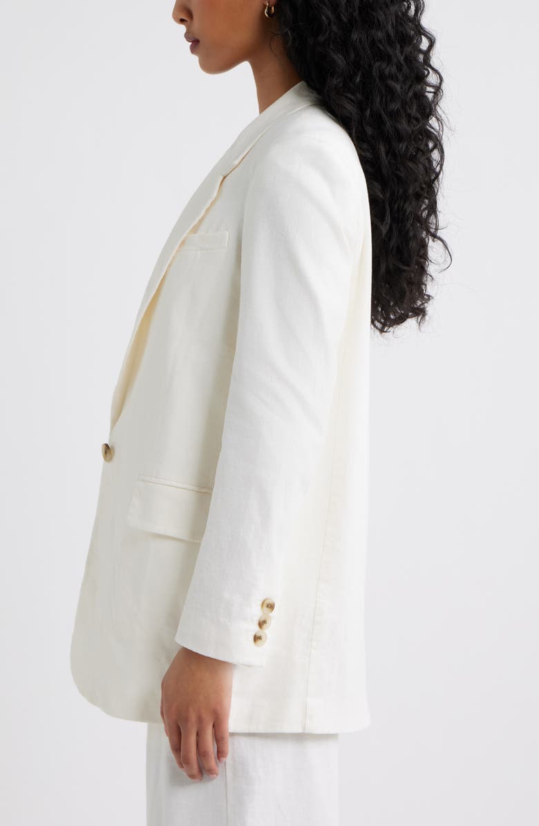Open Edit Everyday Linen Blend Blazer, Alternate, color, White
