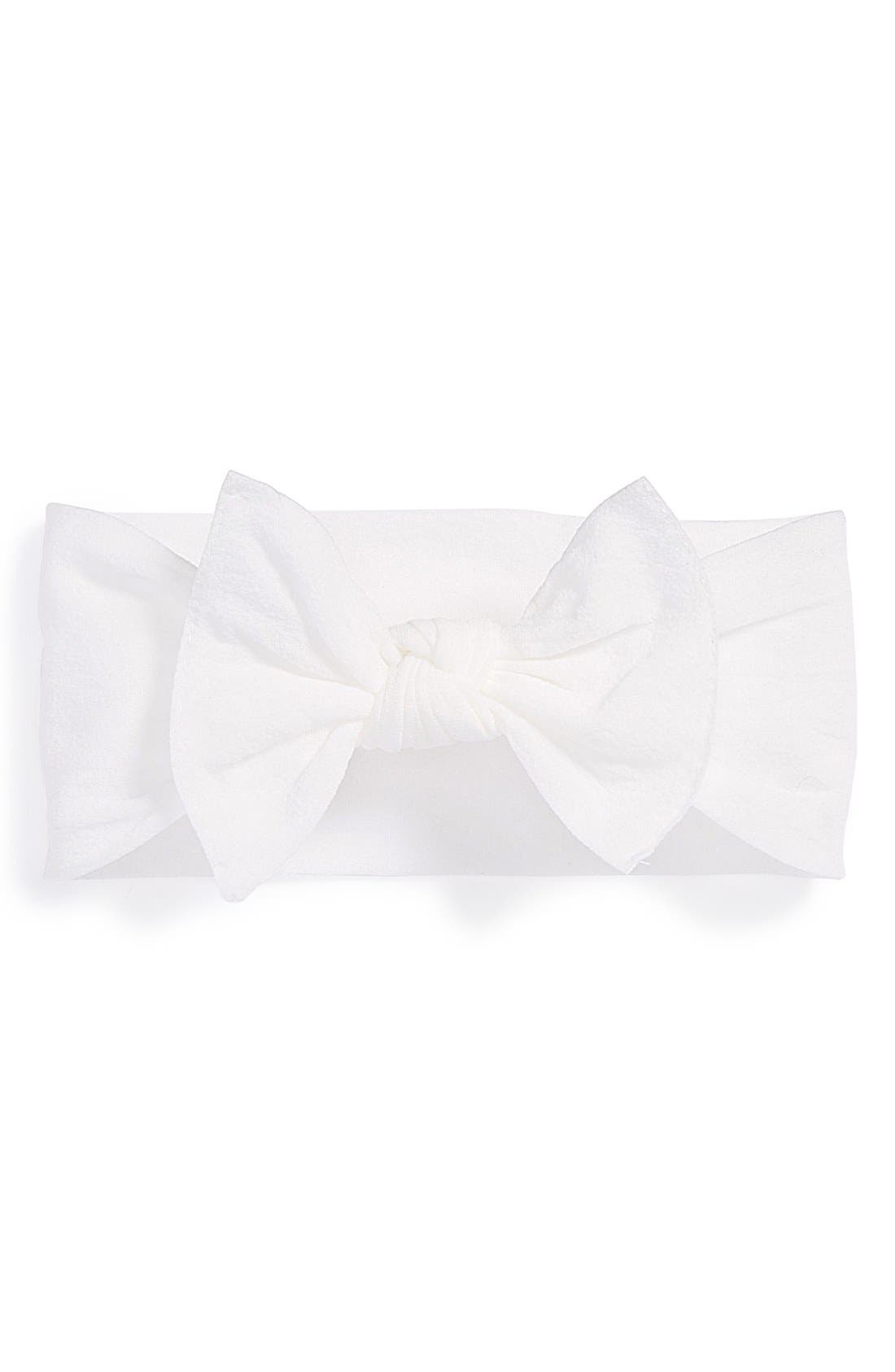 Baby Bling Knotted Bow Headband in White 
