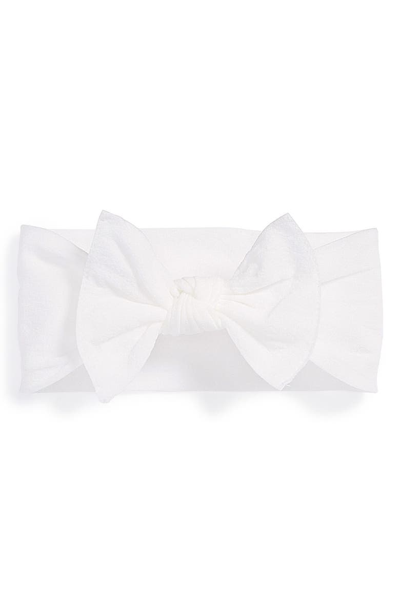 Baby Bling Knotted Bow Headband, Main, color, White