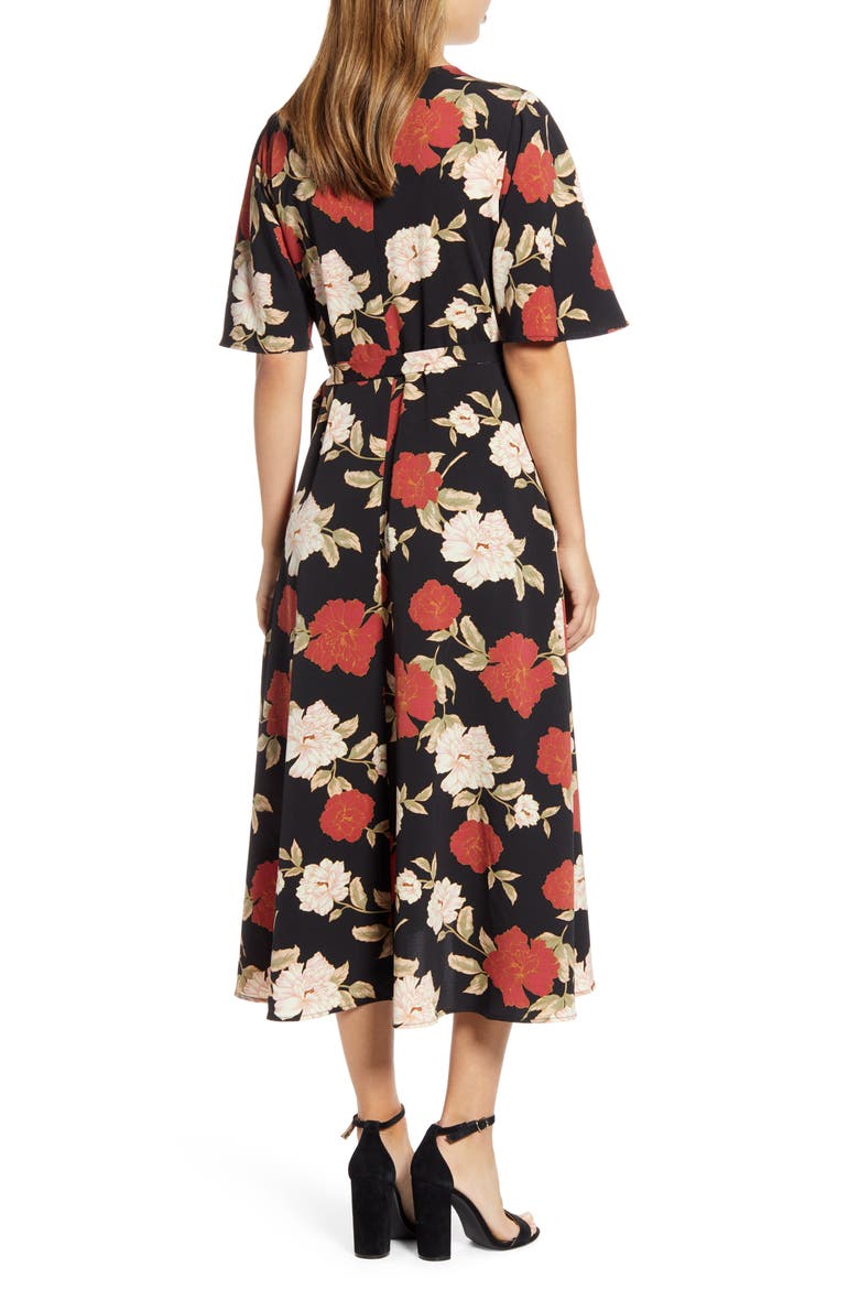 Orna Print Wrap Dress, Alternate, color, ROSE FLORAL