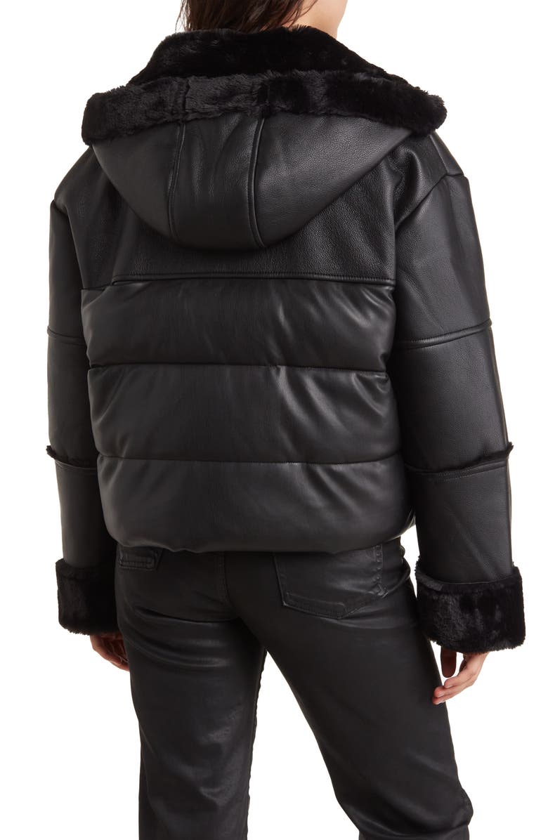 Rebecca Minkoff Faux Leather Puffer Jacket with Faux Fur Lining, Alternate, color, 