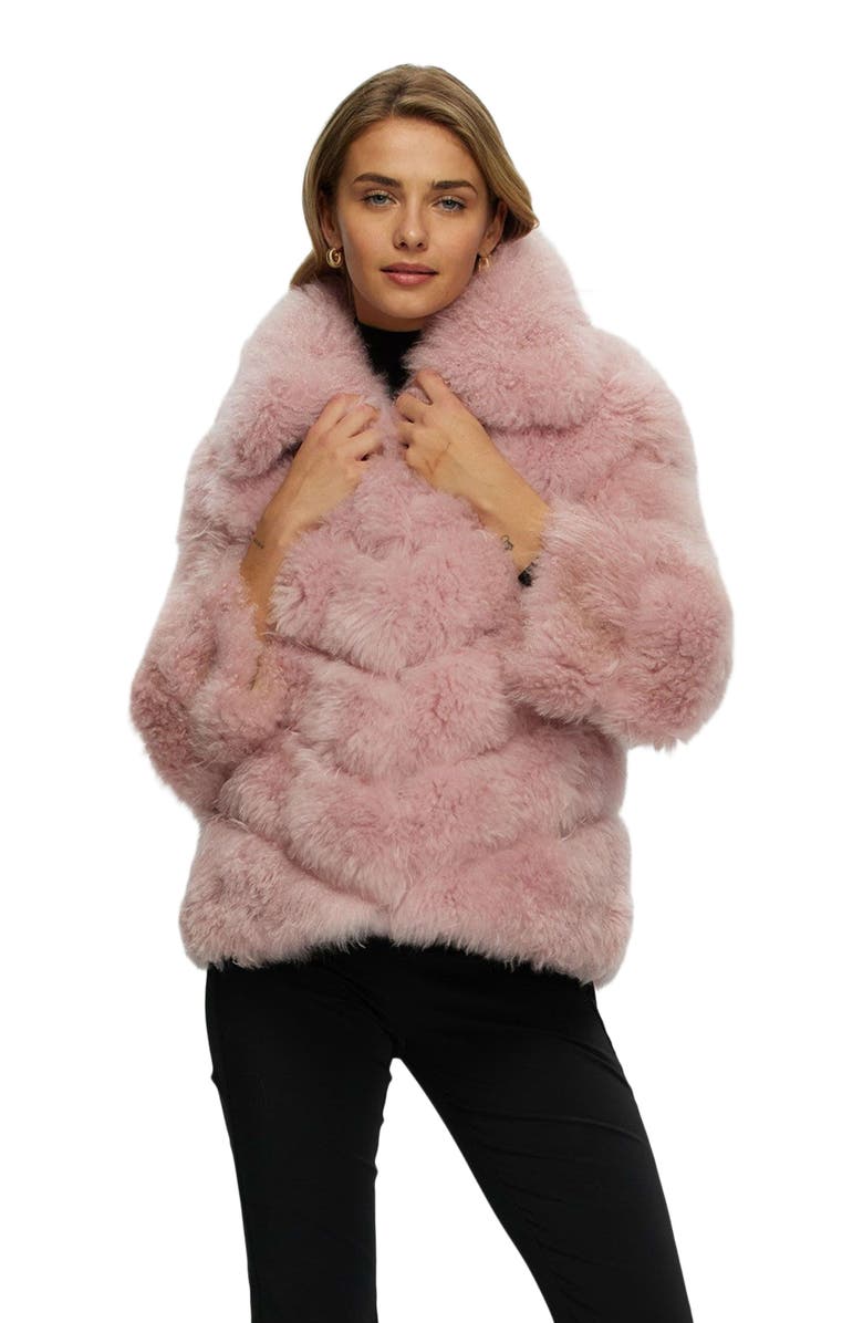 GORSKI Genuine Shearling Diagonal Jacket, Main, color, Light Pink
