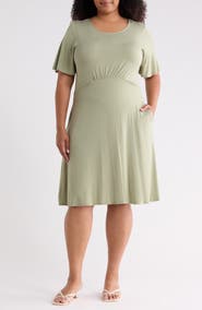 WEST K Empire Waist Flutter Sleeve Dress