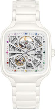 RADO True Square Automatic Open Heart Ceramic Bracelet Watch, 38mm