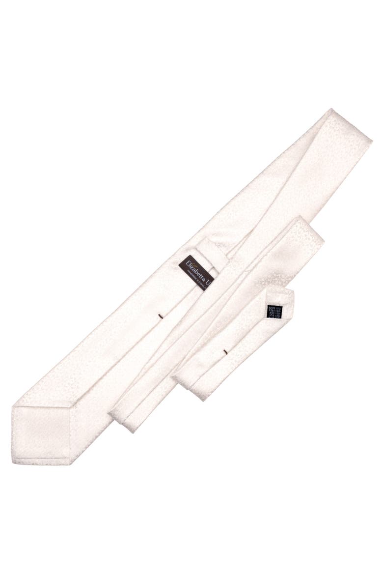 Parioli - Extra Long Silk Jacquard Tie for Men, Alternate, color, White