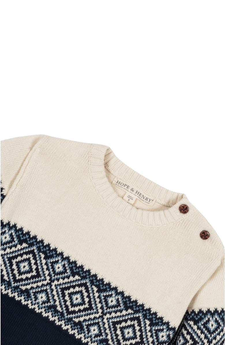 Hope & Henry Baby Boys' Organic Intarsia Crew Neck Button Sweater, Infant, Alternate, color, Ski Lodge Intarsia