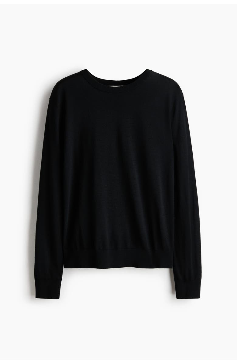H&M Merino Wool Jumper, Main, color, Black
