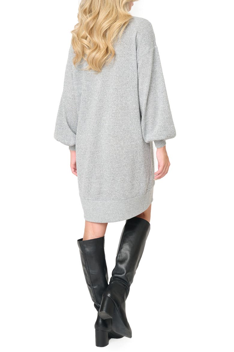 Long Sleeve Sweater Dress, Alternate, color, HEATHER GREY