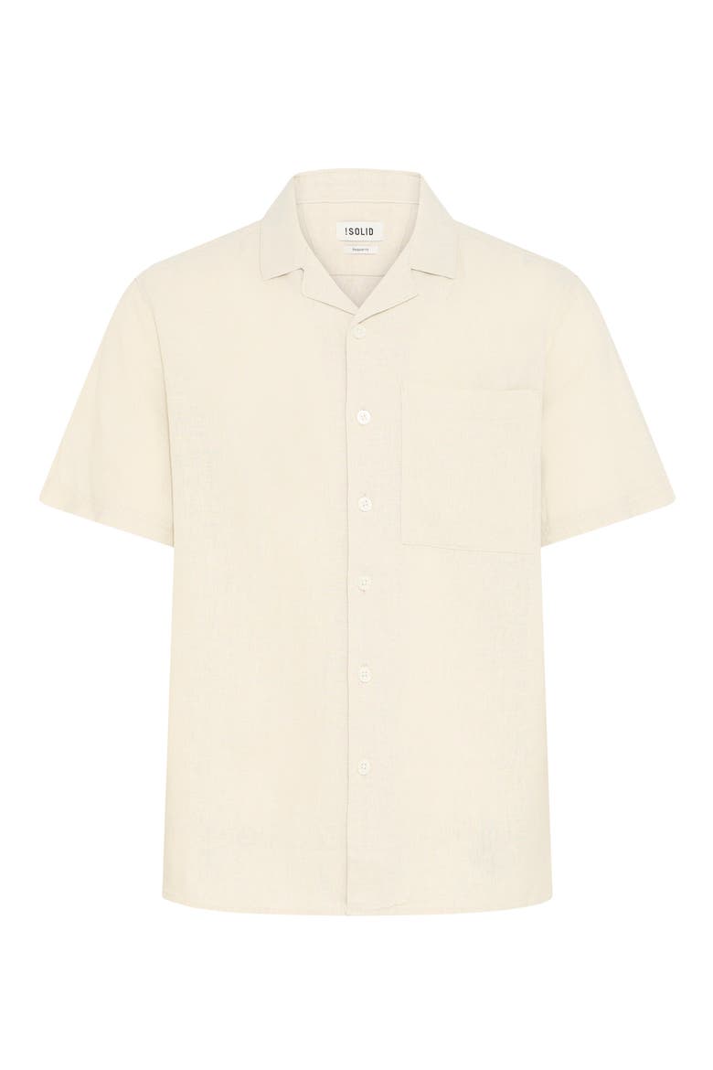 Allan Solid Linen Blend Camp Shirt, Alternate, color, OATMEAL