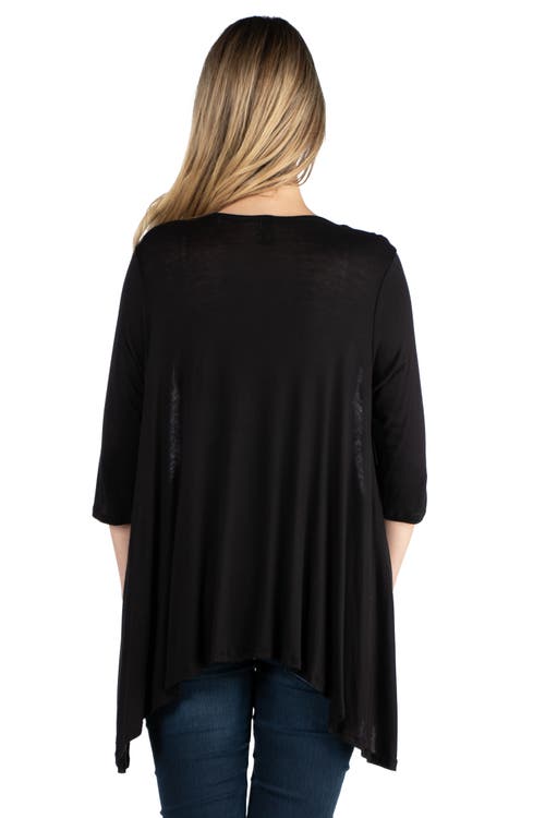 24seven Comfort Apparel Maternity Elbow Length Sleeve Open Cardigan In Black