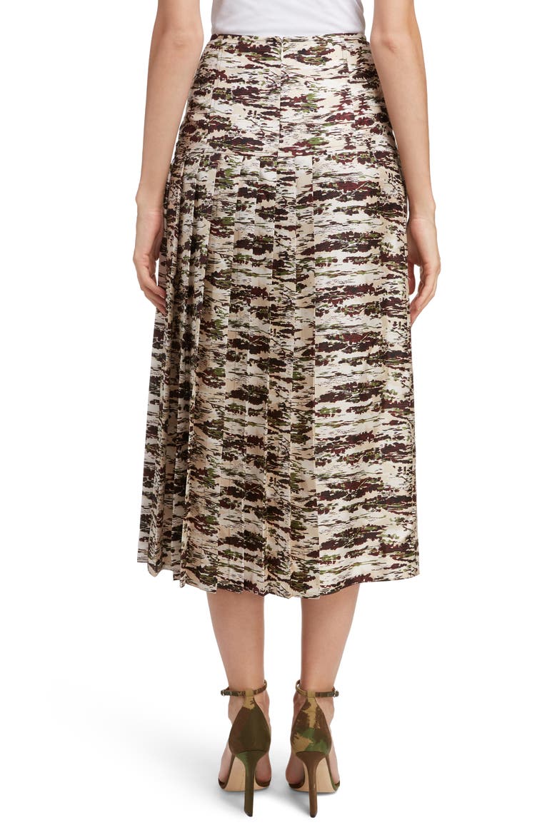 Pleated Silk Midi Skirt, Alternate, color, BORDEAUX-GREEN