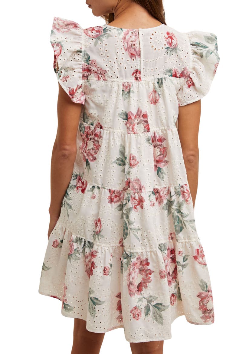 Floral Eyelet Babydoll Dress, Alternate, color, ROSE/ CREAM