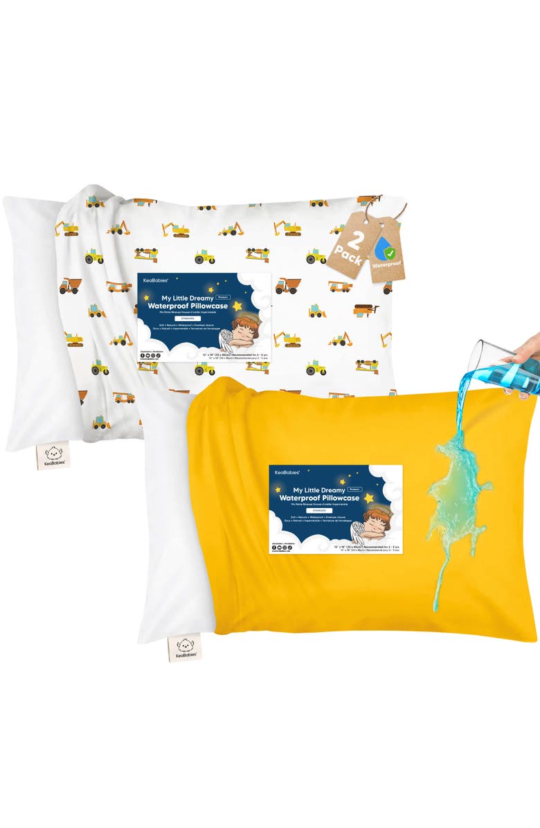 KeaBabies 2-Pack My Little Dreamy [Protect+] Waterproof Pillowcase, Main, color, Construction
