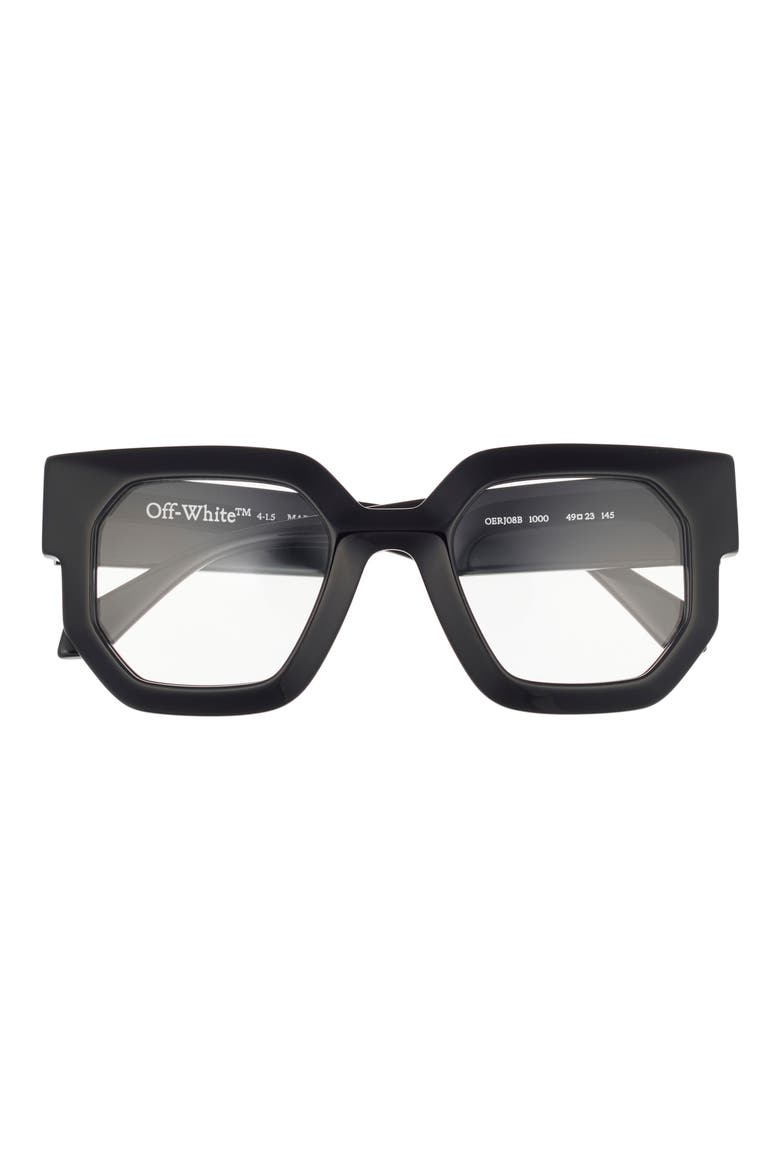 49mm Square Optical Glasses, Main, color, BLACK