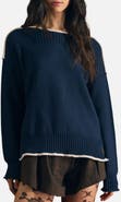 Blu Pepper Contrast Trim Cotton Sweater