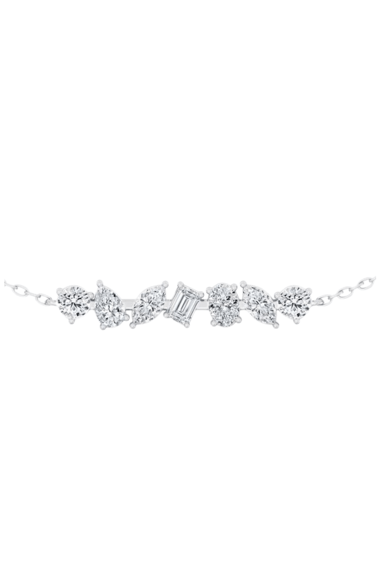 Multi-Shape Bar Lab Diamond Necklace in 14K Gold, Alternate, color, White Gold