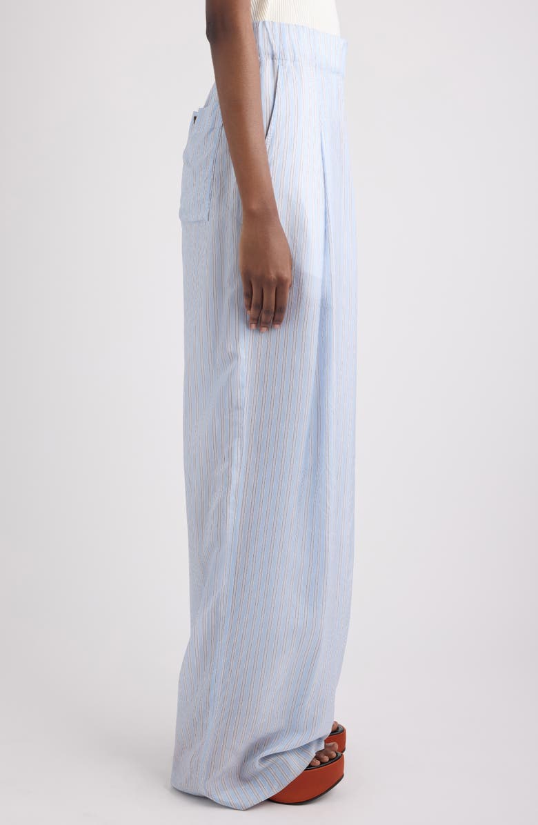 Dries Van Noten Pila Super Compact Stripe Supima<sup>®</sup> Cotton Poplin Wide Leg Pants, Alternate, color, Light Blue
