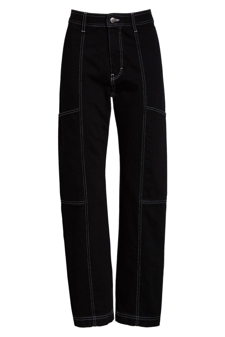 Paneled Straight Leg Jeans, Alternate, color, NIGHT HOUR W WHITE STCH