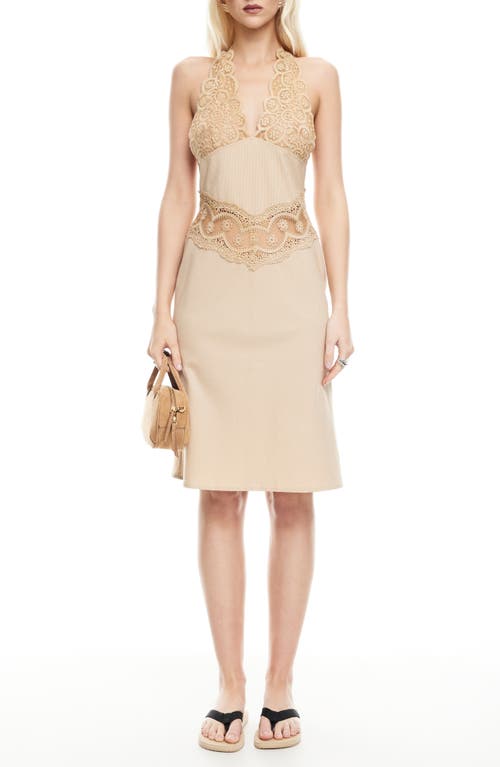 Lioness Solana Lace Inset Halter Dress In White