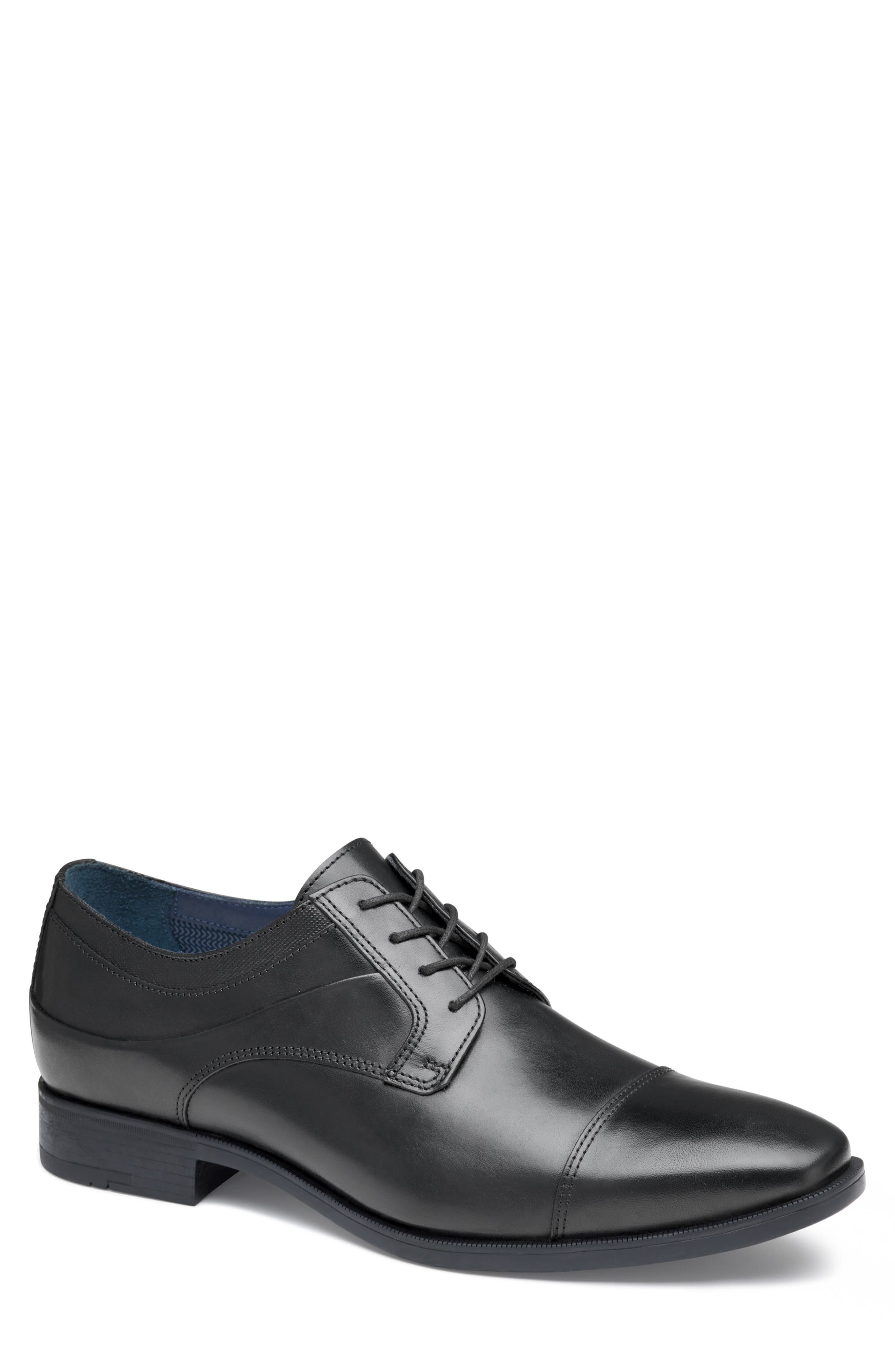 Johnston & Murphy Gibbons Cap Toe Derby, Main, color, Black Full Grain