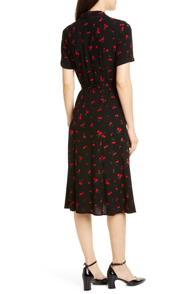 Maria Cherry Print Shirtdress, Alternate, color, BLACK CHERRY