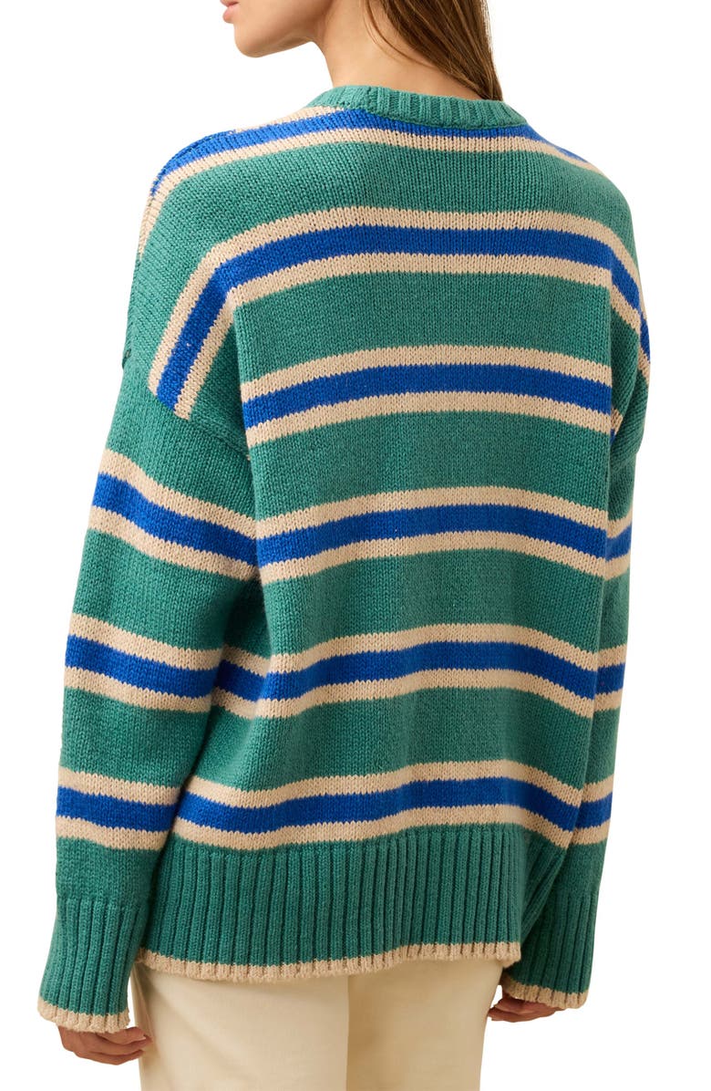 Faherty Summit Heirloom Organic Cotton Sweater, Alternate, color, Shoreline Green Stripe