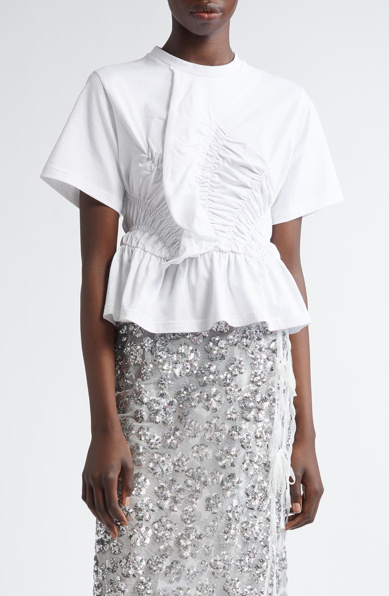 Cecilie Bahnsen Ace Smocked Jersey Peplum Top, Main, color,