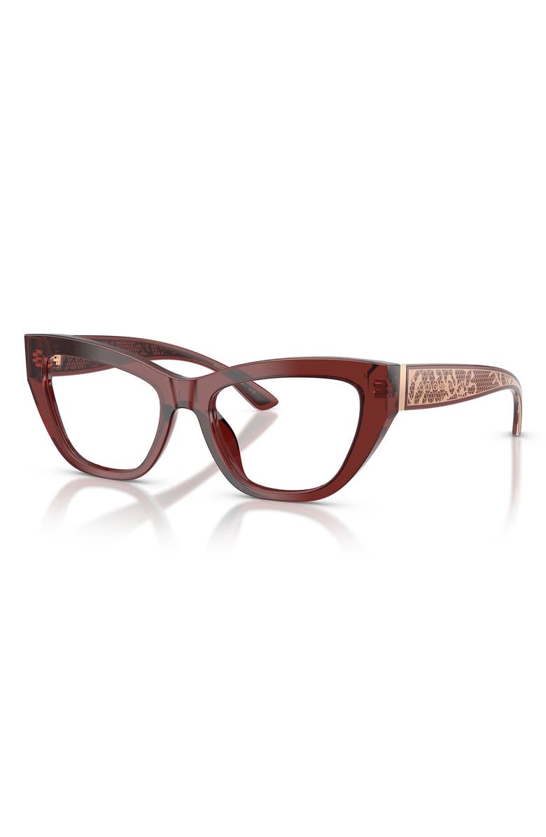 Dolce&Gabbana 53mm Cat Eye Optical Glasses, Alternate, color, Bordeaux / Demo Lens