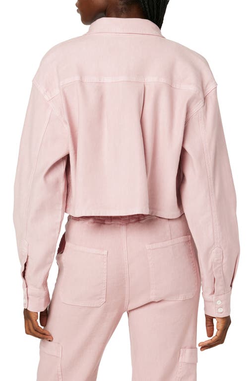 Hudson Jeans Oversize Crop Button-up Shirt In Pink