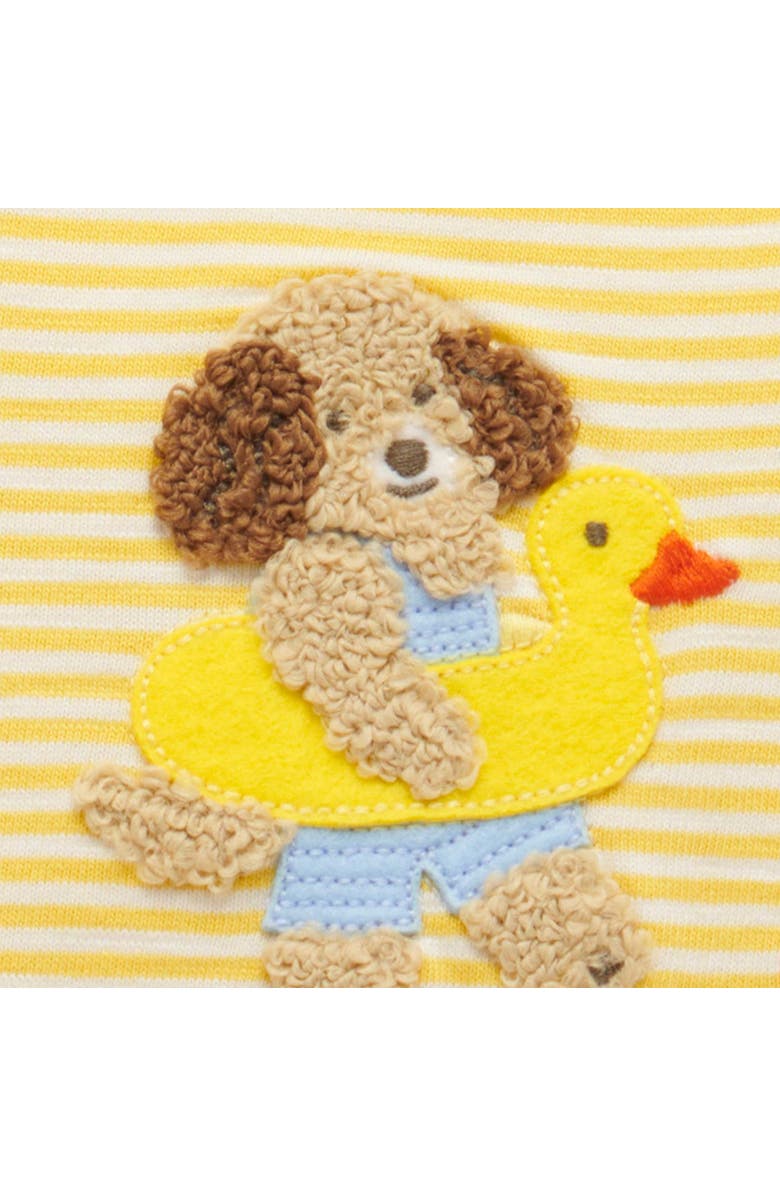 Purebaby Striped Short Romper, Alternate, color, Pineapple Mini Stripe