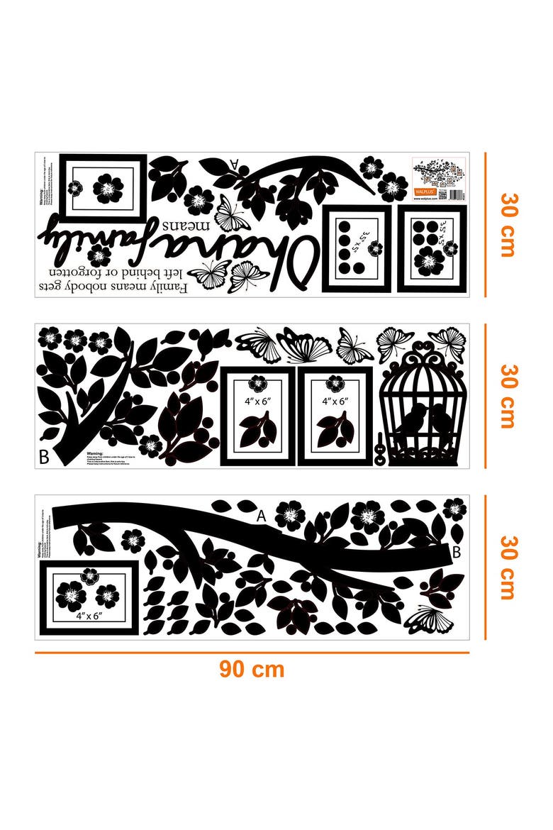 Family Photo Tree Black Frame Decal, Alternate, color, BLACK