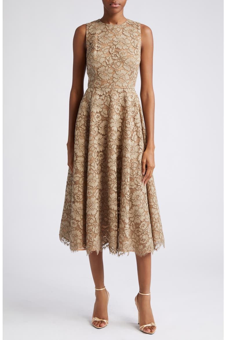 sleeveless lace fit and flare dress Sleeveless Floral Lace Fit & Flare Wedding Dress