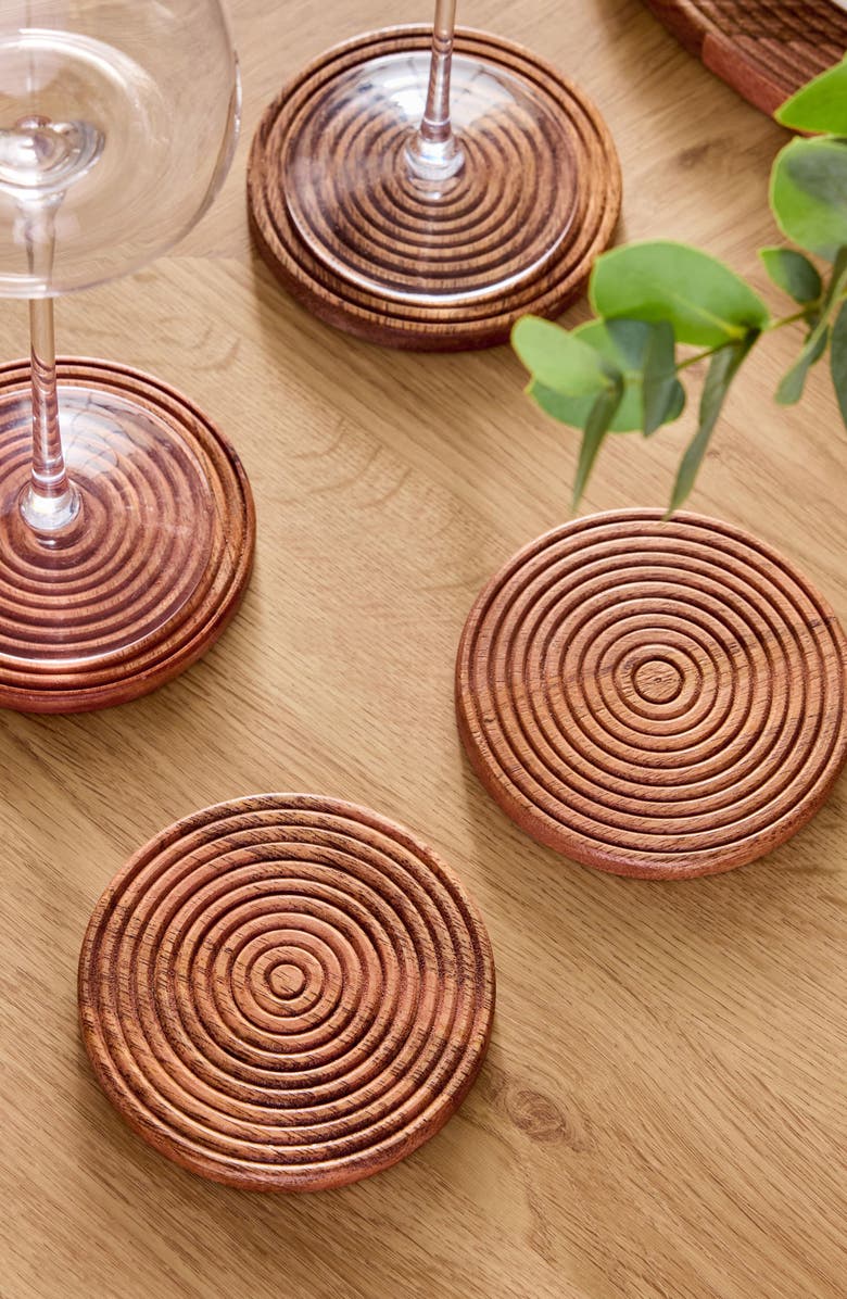 NEXT Bronx Set of 4 Etched Wood Coasters, Alternate, color, Wood