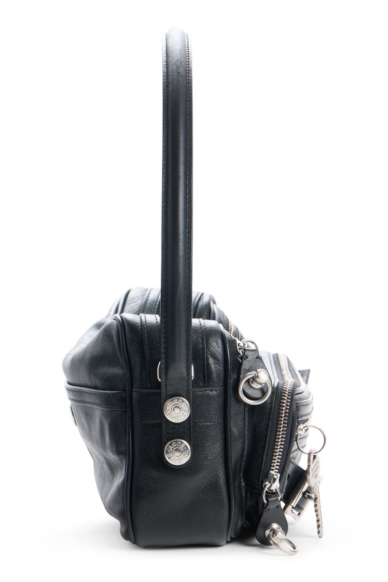 Camero Party Leather Shoulder Bag, Alternate, color, BLACK