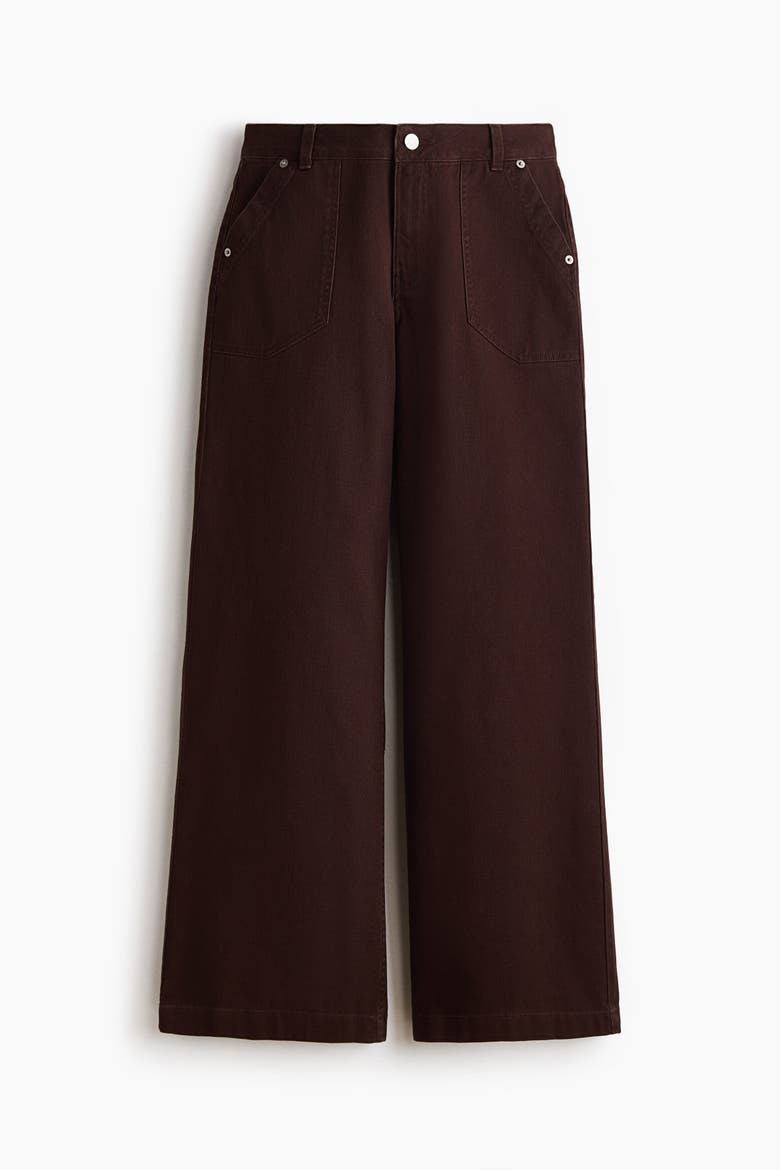 Wide Twill Trousers, Alternate, color, Dark brown