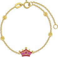 In Season Jewelry 14k Pink Enamel Crown Girls Bracelet