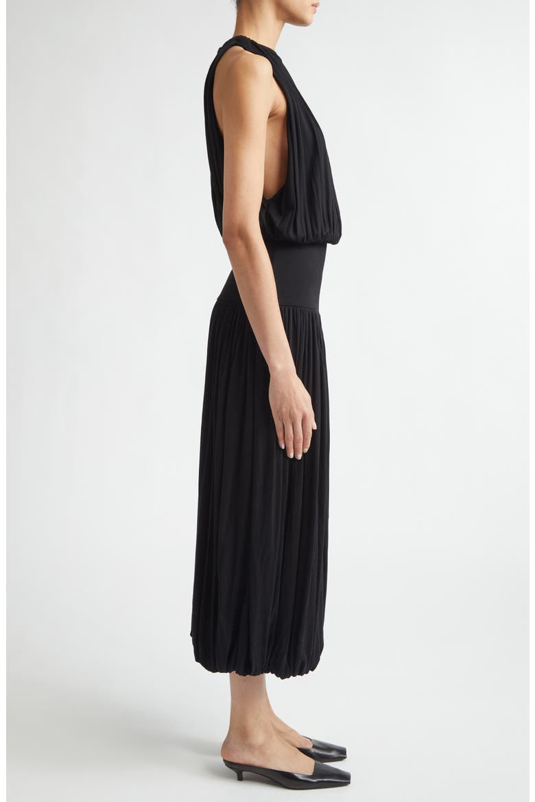 Soft Gathered Midi Dress, Alternate, color, BLACK
