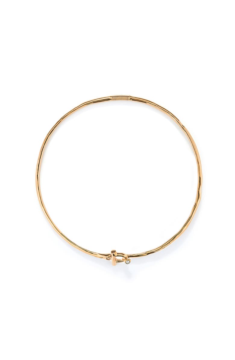 UNODE50 Rigid Necklace With 18K Gold-Plated Front Clasp With White Topaz, Main, color, Metallic Gold