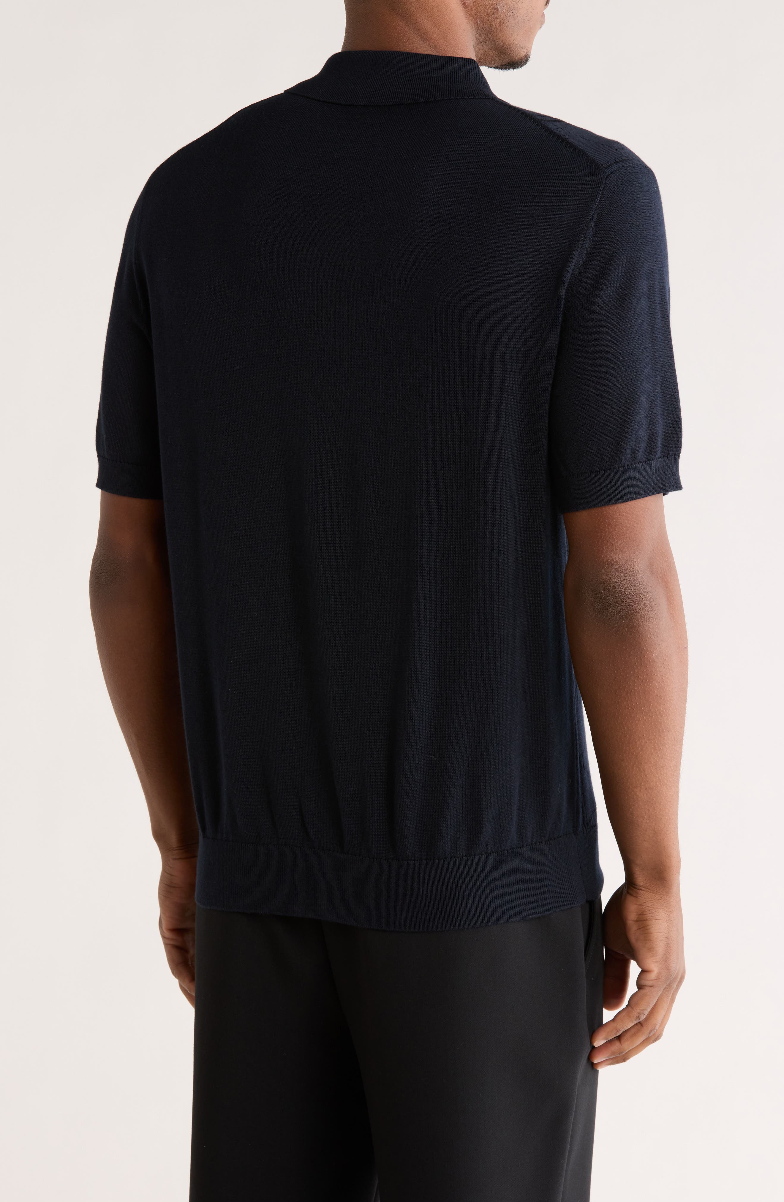 Pointelle Zip Front Knit Polo - image 2