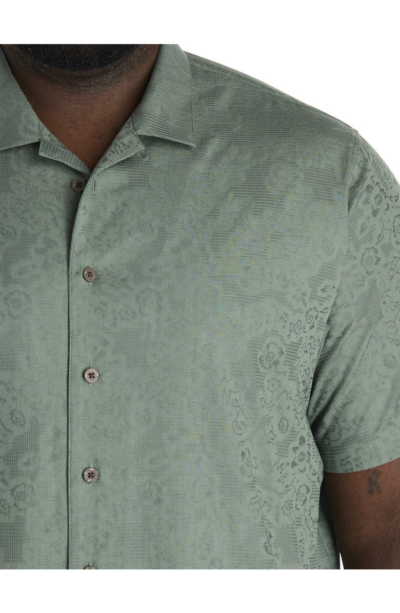 Oak Hill by DXL Big & Tall Solid Camp Shirt, Alternate, color, Laurel Wreath