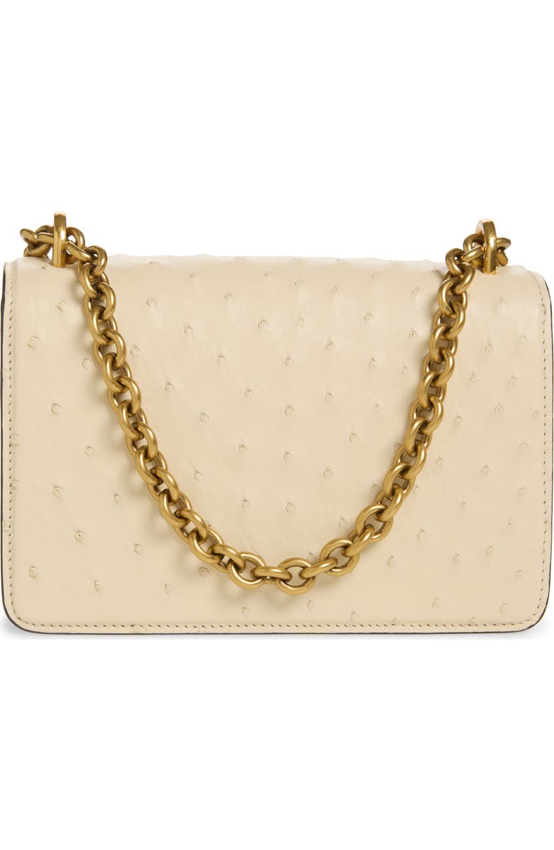 Valentino Garavani Small DeVain Ostrich Leather Shoulder Bag, Alternate, color, Light Ivory