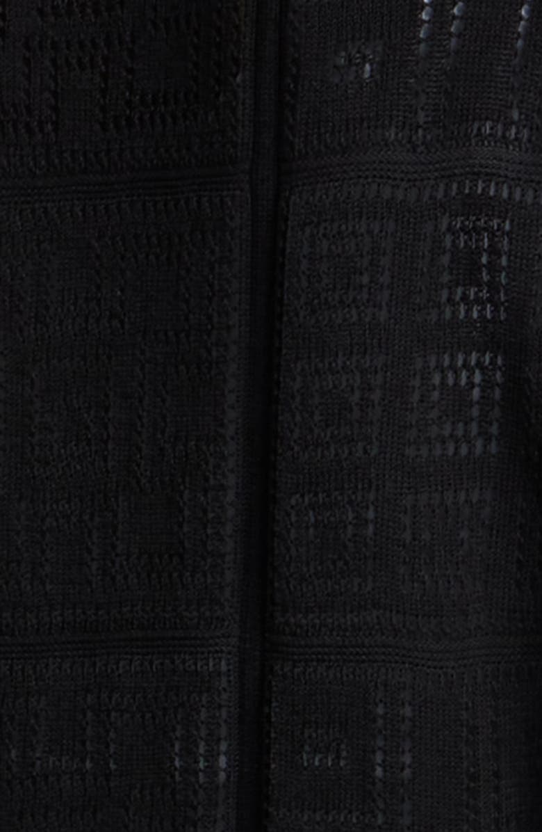 Anne Klein Open Stitch Cotton Blend Long Cardigan, Alternate, color, Anne Black