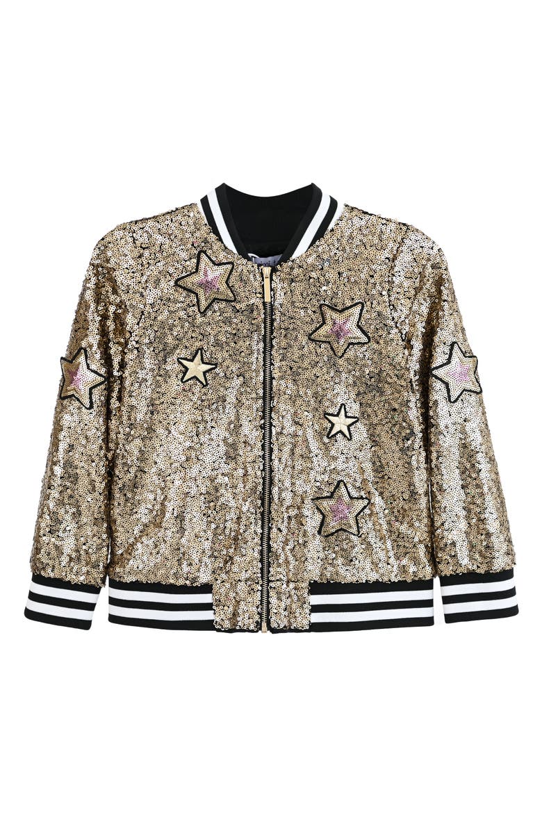 Sequin Bomber Jacket, Main, color, Gold